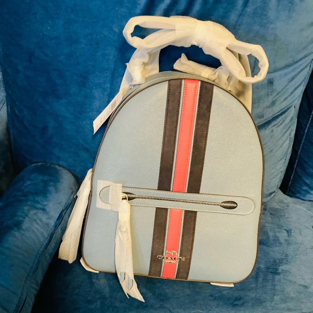 NWT COACH JORDYN BACKPACK WITH VARSITY STRIPE